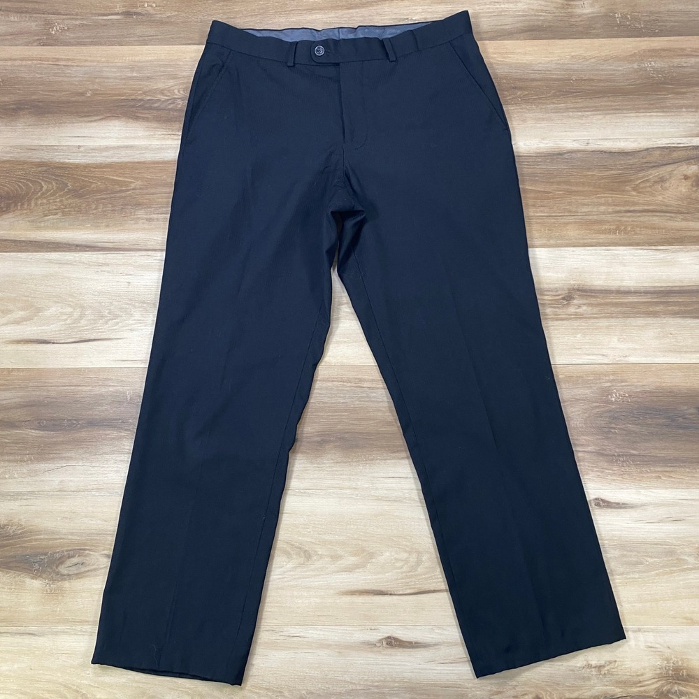 Perry Ellis Portfolio Dress Pants Mens 34x28‎ Minimalist Viscose Blend Black